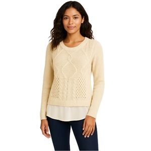 Olivia & Oak Cream Cable Knit Layered Sweater – Size S